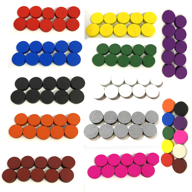 Board Game Economy - 50pieces 15*5MM 11 Colors Wooden Disk