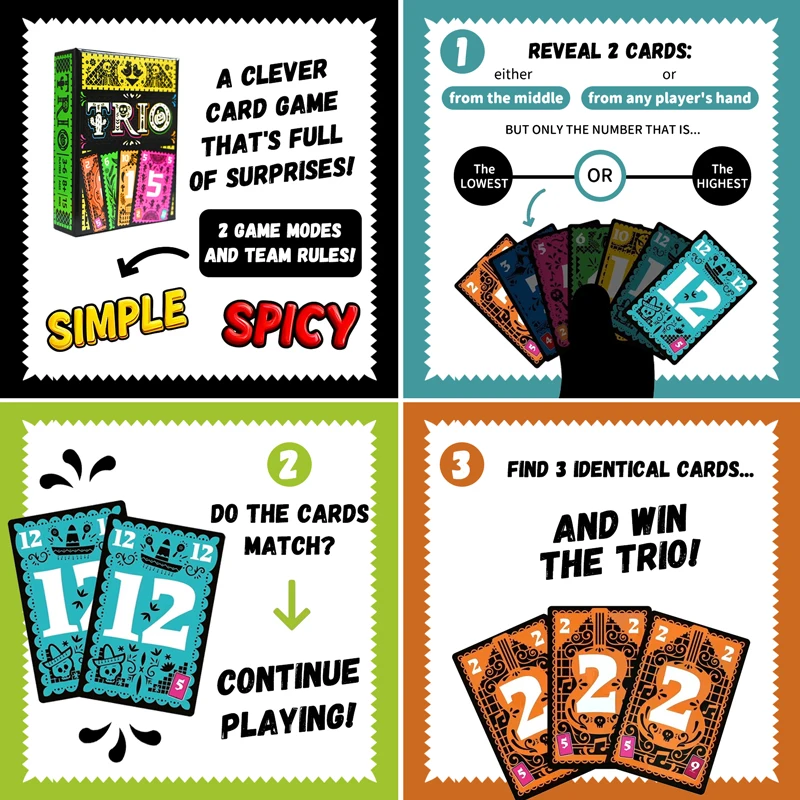 Strategic Card Board Game TRIO - Board Game For 3 Players 评论和价格