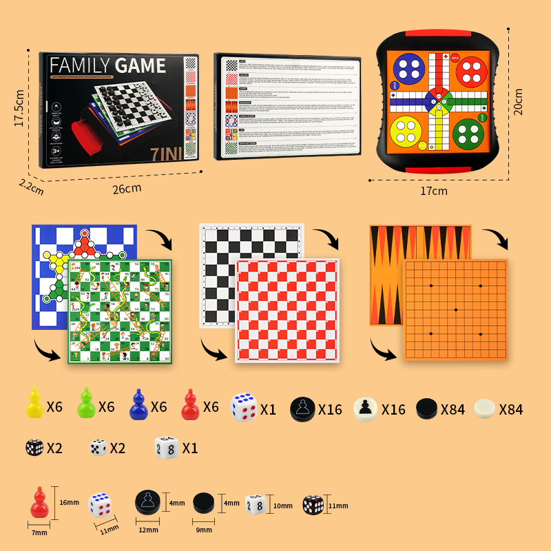 3-in-1/5-in-1/7-in-1 Board Gam - Magnetic Travel Chess 评论和价格